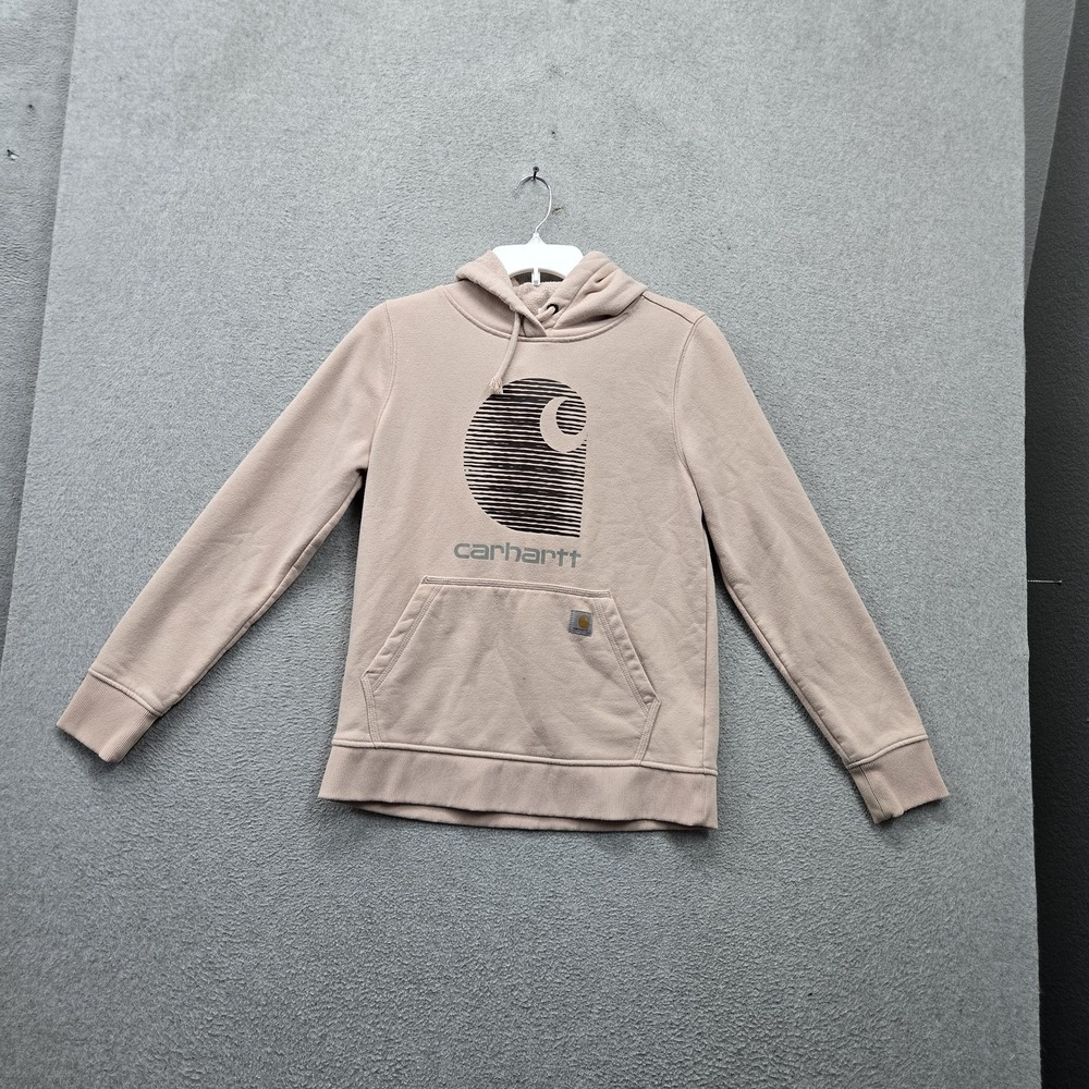Carhartt Women Hoodie S Pink Rain Defender Logo Graphic Relaxed Fit Fleece